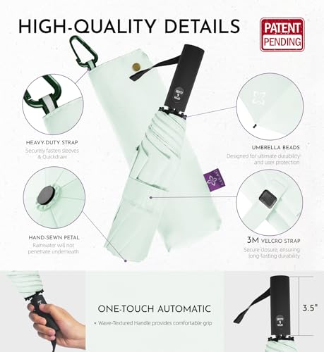 Windproof Travel Umbrella for Rain - 43" Compact Folding Umbrella, Reinforced Strong Frame, Lightweight Portable Parasol with UPF 100+ UV Sun Protection, Cruise Ship Essentials - color: 1-Mint