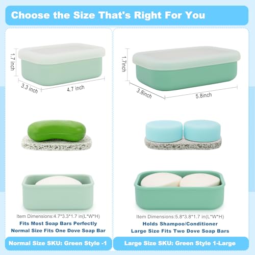 HAYSNA Travel Soap Case, Leak Proof Travel Soap Container, Silicone Soap Box with Drainage Layer, Shatterproof Soap Holder for Travel, Camping, Gym (Green, Regular) - color: Green, size: Regular