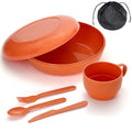 Homquen 6-Piece Camping Mess Kit with Bowl, Plate, Cup, Spoon, Fork, Knife and Carry Bag, Camping Accessories Essentials Gear Light Weight and Small Space Easy to Carry or Put in Backpack