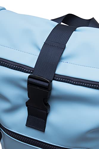 X RAY Roll Top Laptop Backpack for Men Women, PU Leather Expandable Roll Up Backpack Capacity Adjustable 22L & Fits 15.6" Laptop, Carolina Blue/Navy - color: Carolina Blue/Navy