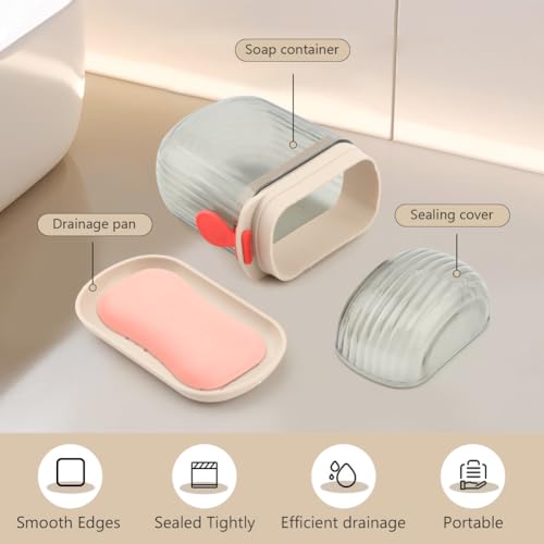2 Pack Travel Soap Case Portable Soap Box with Removable Drain Tray