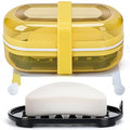Leakproof Travel Soap Case with Lid | Draining Soap Bar Holder & Dish with Silicone Strap | Includes Mesh Soap Bag | for Shower, Bathroom, Camping, Gym (Lemon Yellow) - color: Lemon Yellow Style a