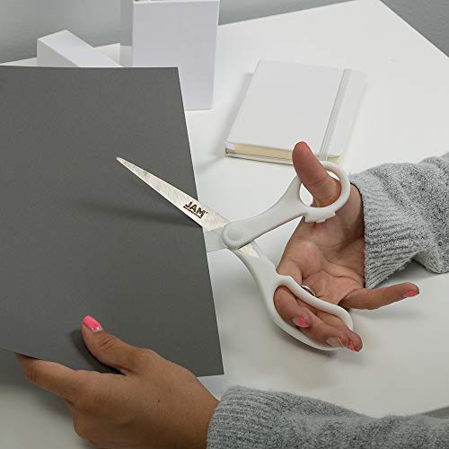 JAM PAPER Multi-Purpose Precision Scissors - 8 Inch - White - Ergonomic Handle & Stainless Steel Blades - Sold Individually - color: White, size: Standard (8 Inch)