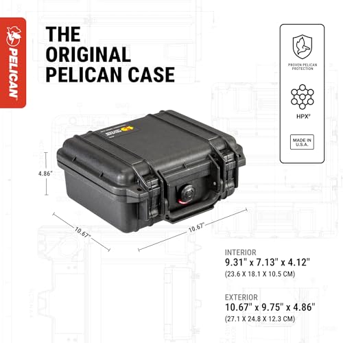 Pelican 1200 Case With Foam (Orange) | Watertight copolymer shell with foam insert and purge valve for impact, vibration and shock - color: Orange
