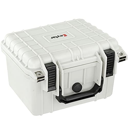 Eylar Small 10.62" Deep Gear, Equipment, Hard Camera Case Waterproof with Foam TSA Standards (White) - color: White