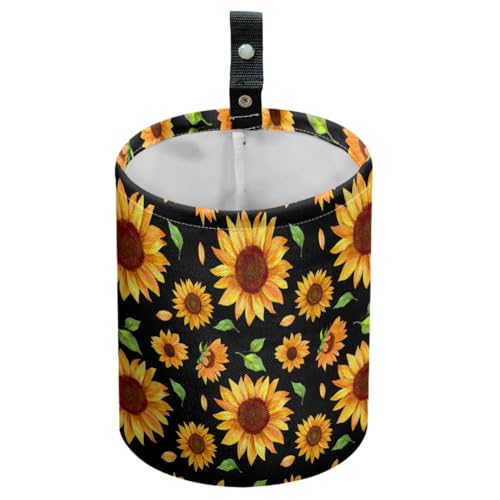 Sunflower Car Trash Can Flower Leaf Waterproof Car Garbage Can Car Seat Back Hanging Trash Bag Portable Camping Garbage Bin Storage Bag Collapsible Trash Container for Car 5.9 x 7.3 in - color: Sunflowerflower leaf