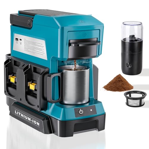 Taingwei Cordless Coffee Maker for Makita 18V Battery, Portable Drip Coffee Maker with Electric Coffee Grinder for RV, Camping, Travel, Car, Hiking (Battery Not Included) - style: For Makita Battery