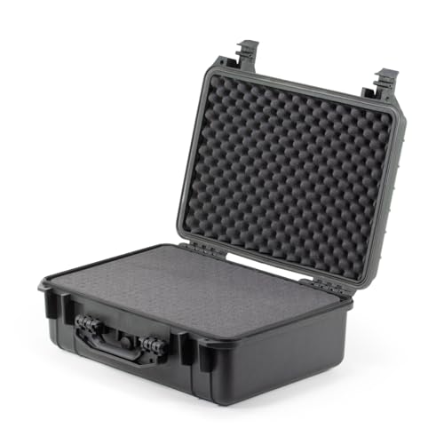 Waterproof Hard Case - Crushproof & Dustproof - Foam Protection - Pressure Equalization Valve - Portable Protective Storage Box for Travel, Hunting, Military, Tactical - 19-Inch (Black)