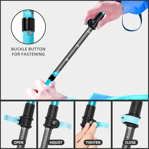 Trekking Poles, Collapsible Hiking Poles,Lightweight and Compact Walking Sticks with Adjustable Height for Men and Women - color: Skyblue