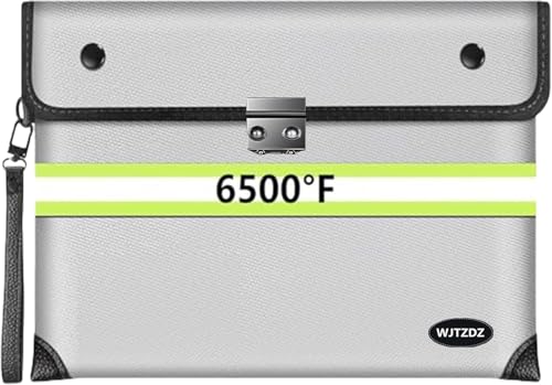 6500°F Fireproof Document Bag with Lock,Upgraded Fireproof/Waterproof Money Bag with Zipper/Reflective Strip,Storage Pouch for A5 Letter Size Document,Cash,Cell Phone,Passport（Not Fit A4 Files） - color: Light Silver, size: Medium Size