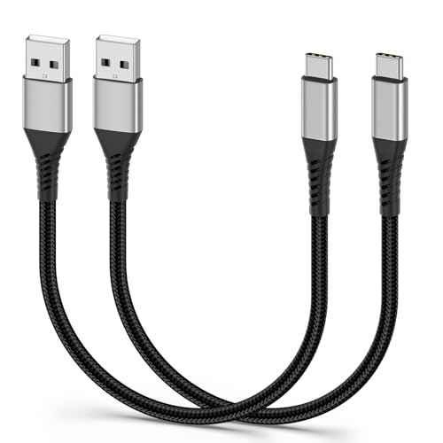 Short USB to USB C Cable 2 Pack, 0.5ft USB C Cable Braided, Short 6 inch USB-C Cable 3A Fast Charging for iPhone 17 16 15 Samsung Galaxy S25 S24 S23 - color: Black, size: 6 Inch