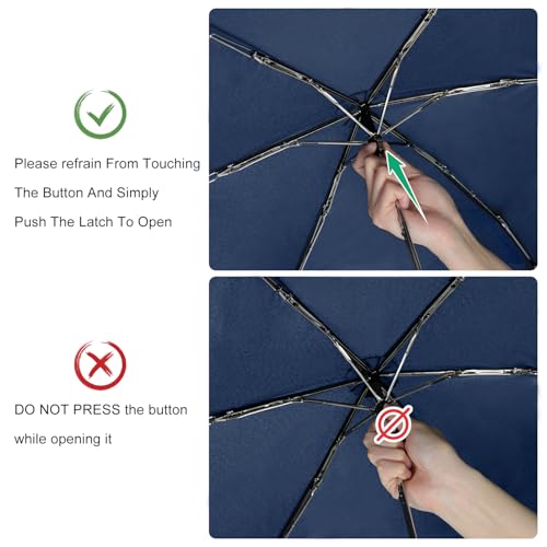 Lejorain Travel Umbrella Compact Flat Small Folding Windproof Lightweight for Women Men - color: 04.Dark Blue