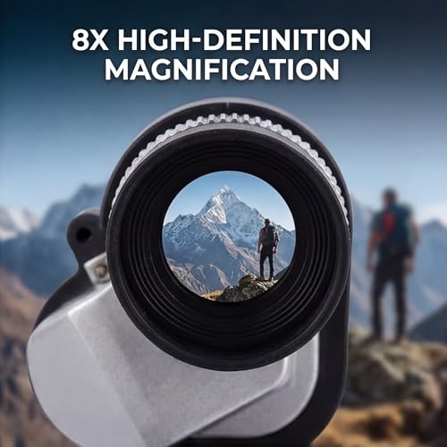 8x20 HD Monocular Telescope for Outdoor Use, Portable Manual Focus Pocket Telescope for Adult Explorers Silver