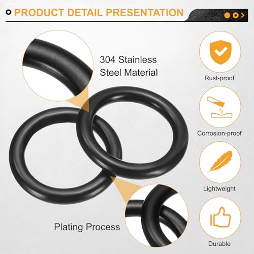 uxcell 2Pcs M4 x 20 x 28mm(WD. x ID. x OD.) Metal Rings, 304 Stainless Steel Solid Welded Seamless O-Ring Decorative Connecting for Macrame, Hanging Slings Rope, Black - size: M4 x 20 x 28mm(WD. x ID. x OD.)
