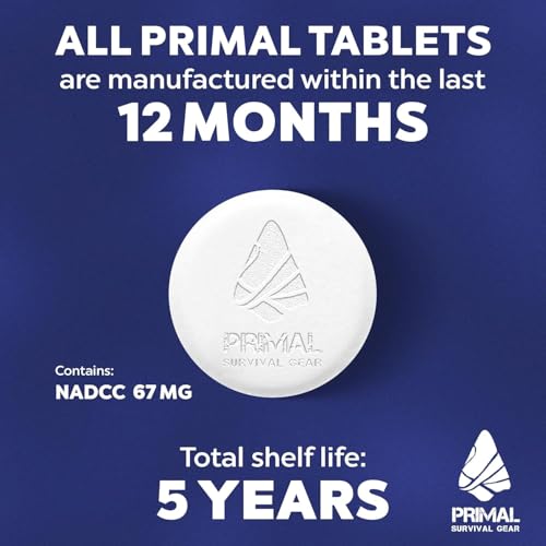 Water Purification Tablets- Water Purifier Tablets for Emergency Water - Hiking, Camping, Survival, Emergency – Drinking Water Filtration System Survival Tabs - Purificador De Agua - 100 Tablets - 4G - size: 15 Liters
