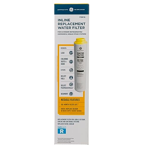 GE Under Sink Water Filter Replacement, Reduces Sediment, Rust & Other Impurities from Water, Easy Install, Fits GXRLQK Filtration System, Replace Every 6 Months, FQK1K (Pack of 4) - size: 1 Count (Pack of 4), style: FQK1K
