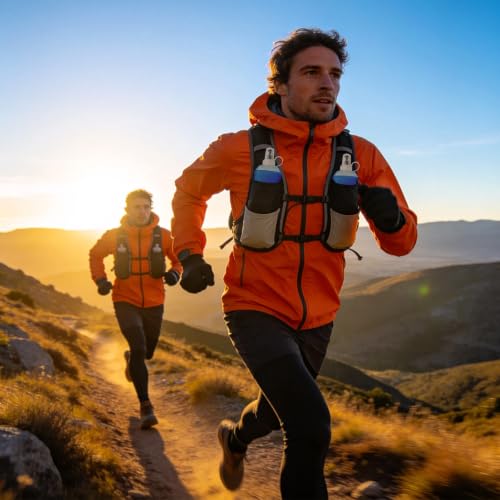 2 Pack 500ml Soft Flask, Shrink As You Drink Collapsible Water Bottles for Running Vest & Hydration Pack, BPA-Free Leak-Proof TPU Folding Bottle for Hiking Cycling Climbing Jogging-Blue - color: Blue