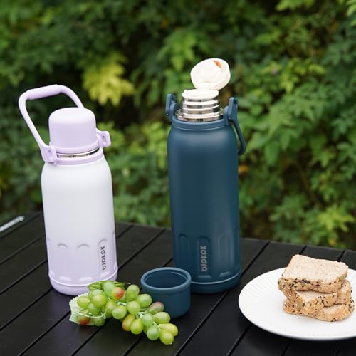 BJPKPK Stainless Steel Insulated Bottle with Handle & Strap, 27oz | Leak-proof vacuum insulation keeps drinks cold/hot for hours. BPA-free, dishwasher safe. Includes handle & strap. Black. - color: Black, size: 27 Ounces