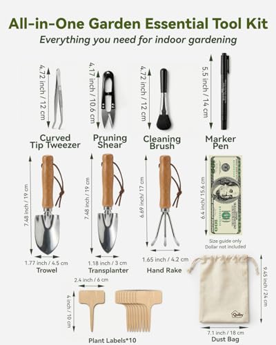 19-Piece Small Gardening Tools Set, Indoor Plant Tools for Houseplant | Mini Garden Tools, House Plant Tools Set, Indoor Gardening Tools For Succulent, Repotting Tools, Gardening Gifts for Women