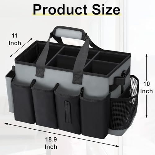 Wearable Large Cleaning Caddy Bag for Housekeepers (Black&Gray) - color: Black&Gray, size: Cleaning Bag