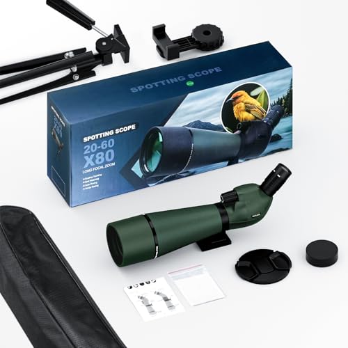 20-60X80 Spotting Scope for Shooting Hunting - Spotter Scopes with Tripod Phone Adapter Waterproof HD Scope for Bird Watching Wildlife Scenery - size: 20-60x80