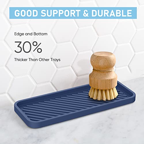 Silicone Sponge Holder, Kitchen Sink Organizer Tray（Sapphire Blue） - color: H-sa, size: 9.3x3.6inch