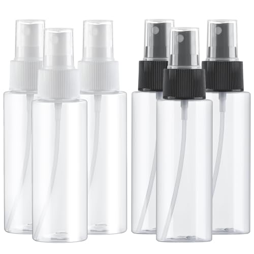 Small Spray Bottles 6Pack 2.7oz Plastic Travel Bottle Set for Hair | Fine Mist Empty Squirt Bottles Leakproof TSA Approved Refillable Liquid Containers for Face Toner Cosmetics Cleaning Plants