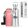 Tactiko Stainless Steel Wide Mouth Water Bottle | Single Wall Boil-Safe - color: Pink, size: 34 oz/1000 ml