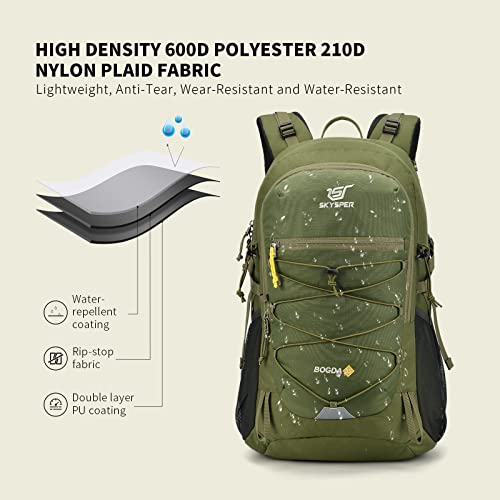 SKYSPER Hiking Backpack for Men Women, 35L Lightweight Travel Daypack, Outdoor Camping Back Pack with Multiple Compartments, Durable for Weekend Getaway - color: Army-green