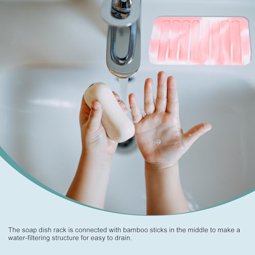 uxcell 2 Pcs Self Draining Silicone Soap Dish, Soap Tray with Drainage for Bathroom Shower Kitchen Sink, 4.5" x 3.1" x 0.4", Pink/White - color: Pink/White