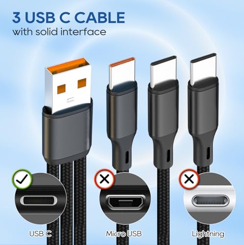 UCEC USB C Multi Charging Cable, 3 in 1 Braided Nylon USB-C Splitter
