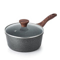 SENSARTE 2.5 Quarts Nonstick Saucepan with Lid, PFOA/PFOS Free | Kitchen Pot with Swiss Granite Coating, Medium Cooking Pot with Stay-cool Handle, Induction Compatible - color: Gray Granite, size: 2.5 Quarts