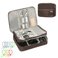 Electronics Accessories Organizer Bag, Waterproof Double LayerTravel Cable Organizer Case for Cords, Charger, Power Bank,Hard Drive, Mouse -Shockproof Tech Storage Pouch (Classic-two layers-Brown) - style: Classic-two Layers-brown