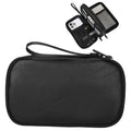 Travel Cable Organizer Bag, Electronic Accessories Leather Pouch, Portable Waterproof Double Layers All-in-One Storage Bag for Cord, Charger, Phone, Earphone (Black, Small)