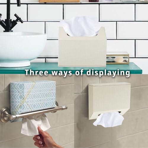 Hand Towel Box Cover Holder,PU Leather Hand Towel Case Compatible with Kleenex Disposable Paper Hand Towels, White - color: Beige White