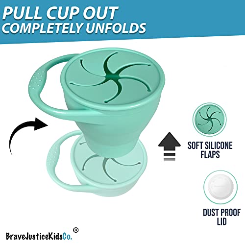 BraveJusticeKidsCo | Snack Attack Snack Cup | Collapsible Silicone Snack Container | Toddler and Baby Snack Catcher Lid (Island Paradise) - color: Island Paradise