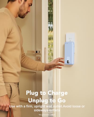 charmast 20000mAh Portable Charger with Built-in Cables and AC Wall Plug | 20W Fast Charging Power Bank, Power 3 Devices at Once, Family Travel Essential Battery Pack for iPhone, Samsung, Android - color: skyblue
