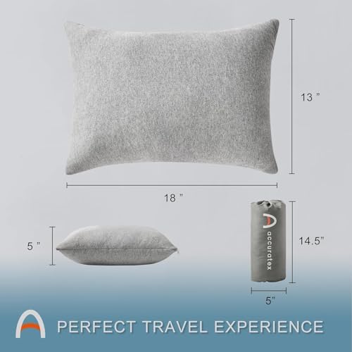 ACCURATEX Camping Pillow, Shredded Memory Foam Compressible Travel Pillow | 100% Cotton Breathable Cover, Small Backpacking Accessories, Sleeping Essentials, Portable Car Airplane Headrest Pillow - color: Navy