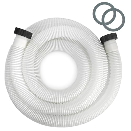 15ft 1 1/2" Pool Hose for Above Ground Pools Long Pool Pump Replacement Filter Hoses 1.5" EVA Swimming Pool Filter Hose for Filter Pumps, Saltwater Systems and Sand Filters (White) - color: White