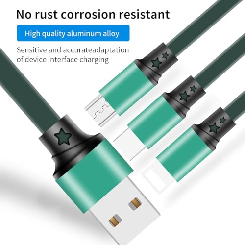SDBAUX Multi Charging Cable,USB A to 3 in 1 Retractable Mini/Type-C/Micro Port Fast Charger Cord for iPhone 17 16 15 14 13 12 Pro Max,Galaxy S23/S22/S20,Cell Phones Tablets Universal Use (Green) - color: Green