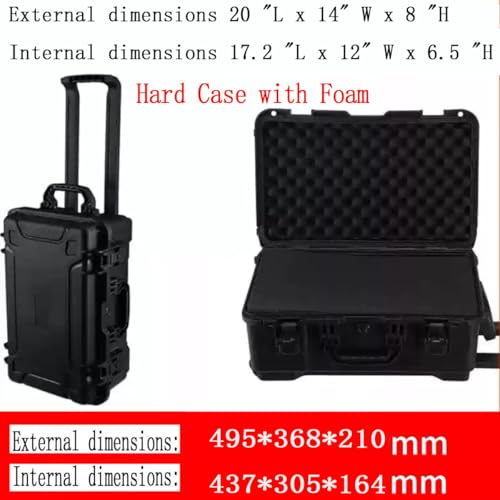 20" L x 13" W x 8" H Large Hard Case with Foam, Portable Rolling Hard Case with Wheels, Waterproof Shockproof Dustproof, Suitable for Cameras, Lenses, Camcorder, Instrument, Telescopes - size: 20 Inch