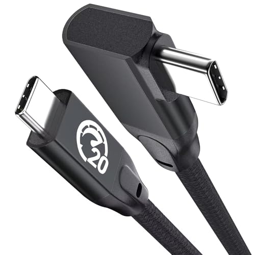 USB C Right Angle Cable 100W 1.6ft, 4K Video Short USBC to USBC 3.2 Cable | 20Gbps Type C PD Charging Fast Charge Cord for iPhone 17 16 15 Pro Max iPad Pro/AIR/Mini MacBook Galaxy S26 S25 S24 - color: Black, size: 1.6FT
