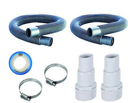 Replacement Hose Kit for Swimming Pool Filters by FibroPool | Includes Adapters And Clamps, Thread Seal Tape Included, Universal Residential Fit, Sand Filter Replacement, Pump Connection - size: 3 Feet, 6 Feet