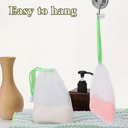 Mozeat Lens 10 PCS Soap Bags Handmade Soap Bubble Mesh Bags Exfoliating Soap Saver Pouch Net Bags with Drawstring Body Facial Cleaning Tool for Bath & Shower (Assorted Colors) - color: 10pcs 5.7 x 3.9 inches