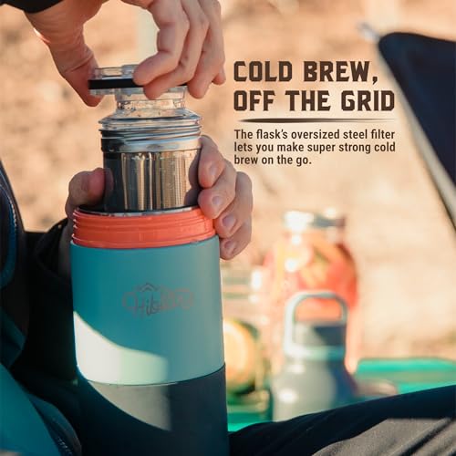 HIBEAR 32oz All-Day Adventure Flask - As Seen on Shark Tank - The Insulated Multi-Tool of Beverage Bottles - Craft Pourover, Cold Brew, Tea, Water Infusion, Wine Decanting, Hydration. - color: Dawn Patrol