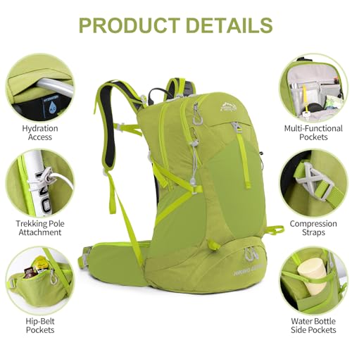 IX INOXTO Hiking Backpack, 26L/40L Waterproof Hiking Daypack with 3L Water Bladder and Rain Cover, Lightweight Travel Camping Backpack for Men Women (Fruit Green) - color: Fruit Green