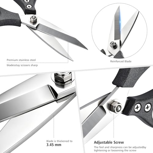 8.5" Scissors All Purpose Heavy Duty Scissors for Office School Home Sewing Ultra-Sharp Fabric Scissors Cutting Paper DIY Craft Stainless Steel Blades Comfort Grip Handles, Left Right Handed Cbfoeyk