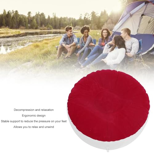 Inflatable Flocking Stool, Lightweight Portable Ergonomic Design Soft Flocking Inflatable Foot Rest Sitting Stool for Outdoor Camping Picnic Fishing - color: Red
