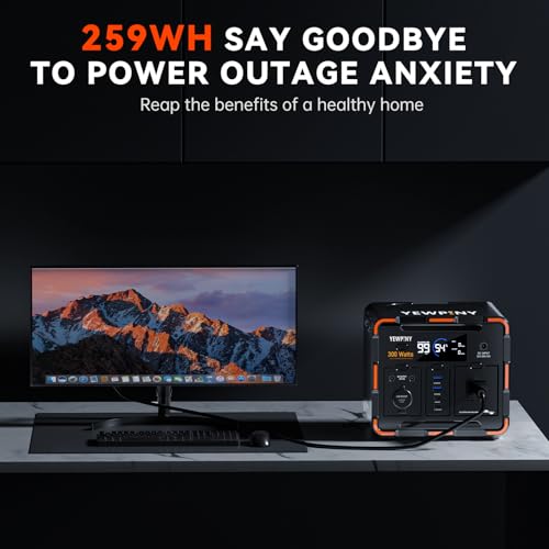 300W Portable Power Station, Solar Generator 259Wh, 70,000mAh LiFePO4 Battery with 65W USB-C PD&Pure Sine Wave AC, Solar Charging for Camping,Home Backup,Emergency Power(SOS Light & LCD Display) - size: 300W, 259Wh