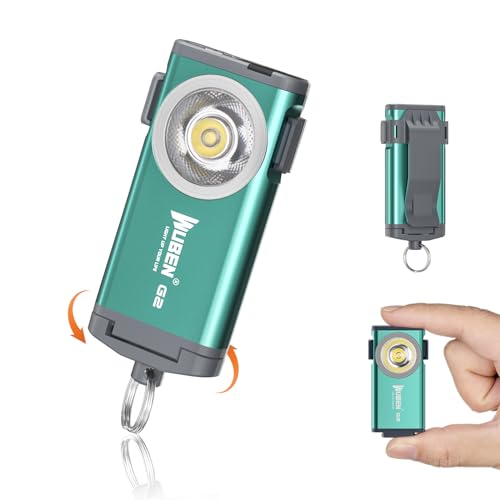 WUBEN G2 Mini Flashlight Keychain, 500 Lumens Rechargeable Pocket Flashlight, 5 Modes Small Led Flashlight, EDC Keychain Brightest Flashlight Magnetic Hat Clip for Travel,Walking,Hiking(Green) - color: Green